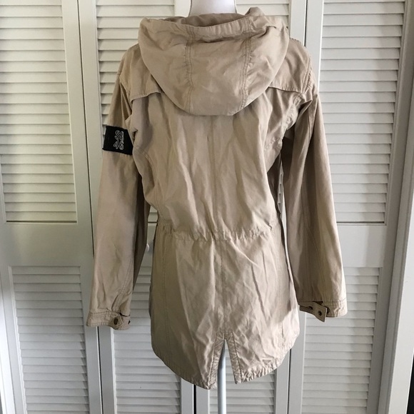 Sebago Women’s Zip Front Hooded Jacket Women’s Cotton Anorak Tan Coat Size Large - Picture 2 of 11